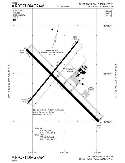 KTVF airport diagram — runways, taxiways and ramp layout