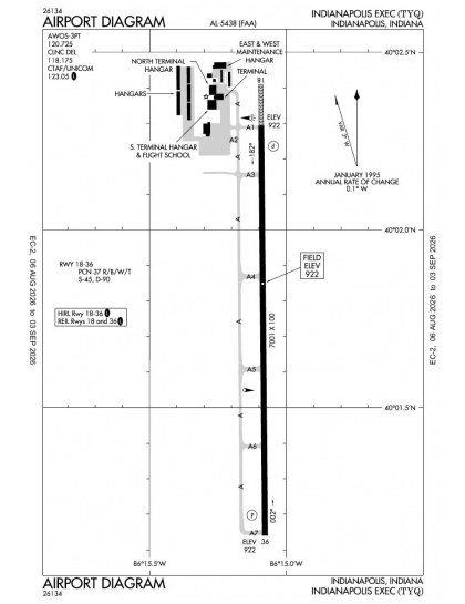 KTYQ airport diagram — runways, taxiways and ramp layout