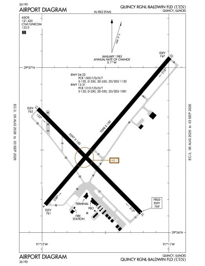 KUIN airport diagram — runways, taxiways and ramp layout