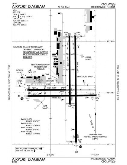 KVQQ airport diagram — runways, taxiways and ramp layout