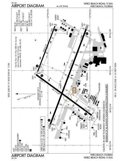 KVRB airport diagram — runways, taxiways and ramp layout