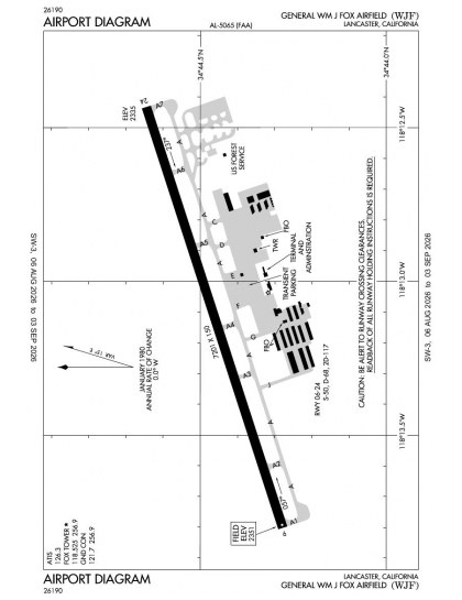 KWJF airport diagram — runways, taxiways and ramp layout