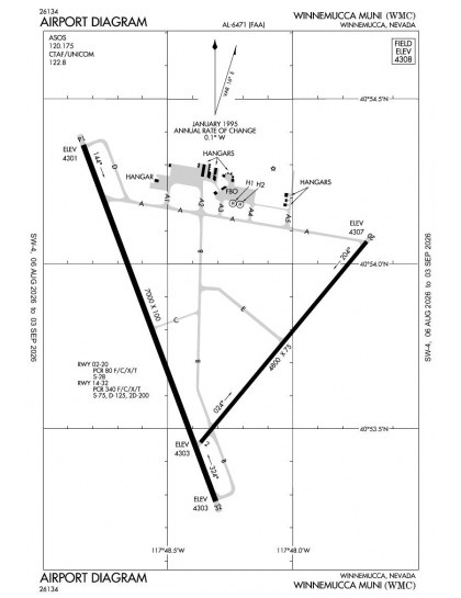 KWMC airport diagram — runways, taxiways and ramp layout