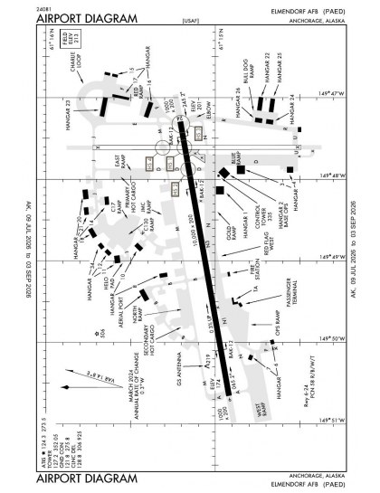PAED airport diagram — runways, taxiways and ramp layout
