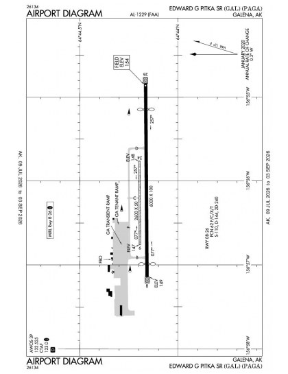 PAGA airport diagram — runways, taxiways and ramp layout