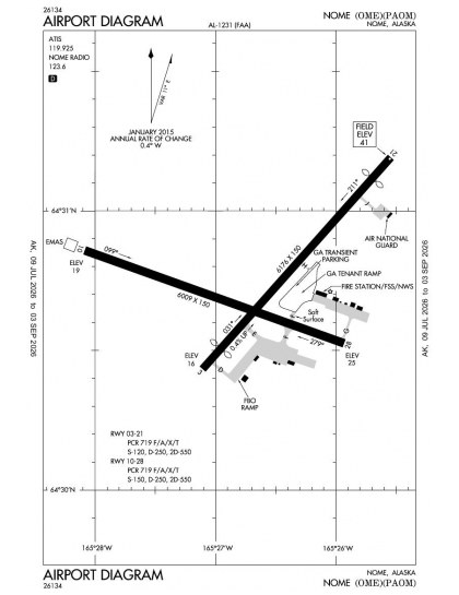 PAOM airport diagram — runways, taxiways and ramp layout