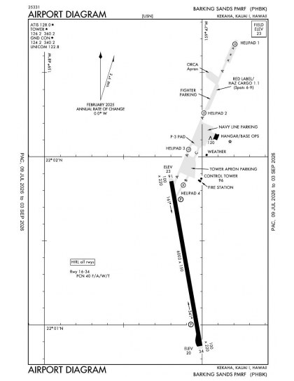 PHBK airport diagram — runways, taxiways and ramp layout