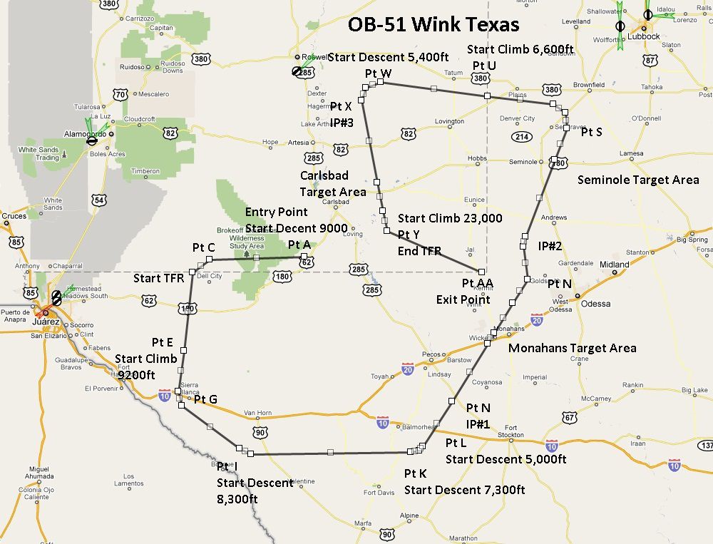 Flight Plan For OB-51 Wink Texas for FSX