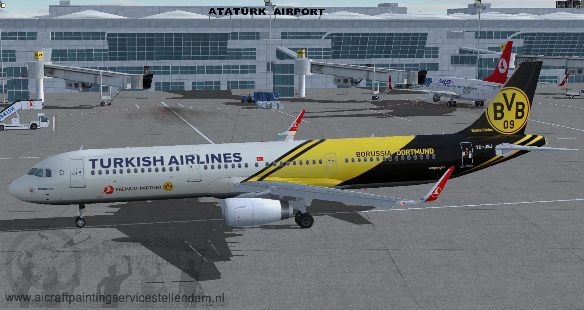 Turkish Airlines TC-JSJ Borussia Dortmund BvB Logojet Project Airbus A321-231s (FULL UÇAK) 22734-a321sthybvb-fsxzip-11-