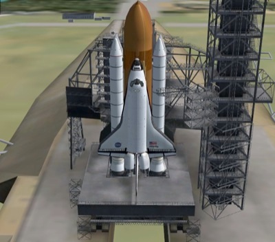 Space Shuttle Atlantis on launchpad