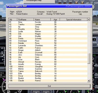 Passengers list in FSPassengers