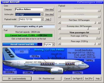 Aircraft load screen