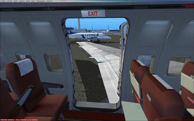 Image shows side emergency exit door over wing open