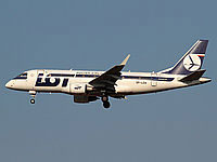 LOT Embraer E170 in flight.