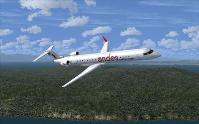 Andes CRJ900 in flight.