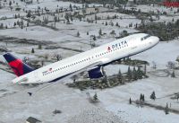 Delta Airlines Airbus A320 in flight.