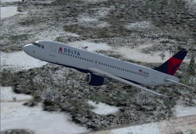 Delta Airlines Airbus A320 in flight.