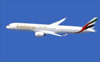 Emirates Airbus A350-1000 XWB in flight.