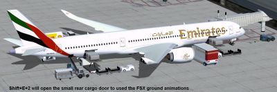 Emirates Airbus A350-1000 XWB at boarding gate.