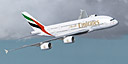 Emirates Airbus A380-800 in flight.