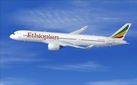 Ethiopian Airlines Airbus A350-900 XWB in flight.