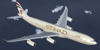 Etihad Airways Airbus A340-313X in flight.