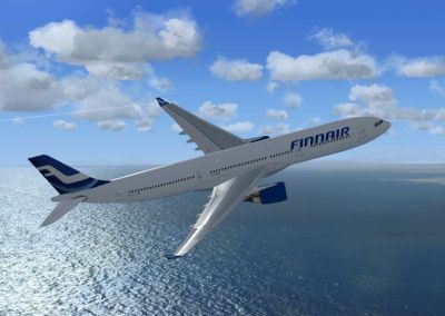 Finnair Airbus A330-302E in flight.