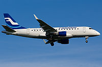 Finnair Embraer E170 in flight.