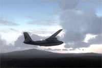 Screenshot from Microsoft Flight Simulator 2004, showing AC500 flying over New Hampshire