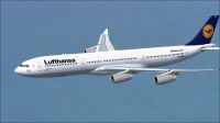 Lufthansa Airbus A340-313 in flight.