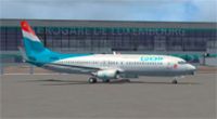 Luxair Boeing 737-800 at airport.