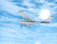 Cessna 182 flying in Microsoft Flight Simulator X