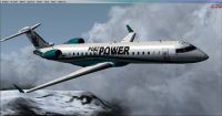 Port Power Logojet CRJ in flight.