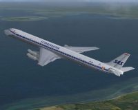 Scandinavian Airlines Douglas DC-8-63 in flight.