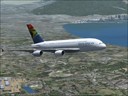 South African Airways Airbus A380 in flight.