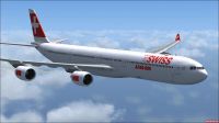 Swiss Airbus A340-600 in flight.