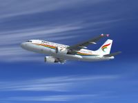 Tibet Airlines Airbus A319-115 in flight.