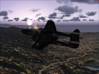 Screenshot of Northrop P-61B Black Widow in flight.