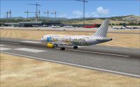 Screenshot of plane on runway at Malaga Airport, Spain.