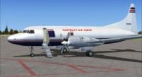 Screenshot of Contract Air Cargo Convair 580 on the ground.