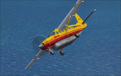 Screenshot of DHL Cessna C208B Grand Caravan in flight.