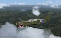 Screenshot of David "Tex" Hills' Curtiss P-40 in flight.