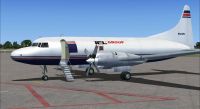 Screenshot of IFL Group Convair 580 on the ground (left side).