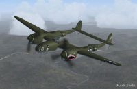 Screenshot of P-38 'Cobra In The Clouds' in flight.