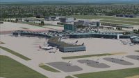 Aerial view of Vancouver International Airport.