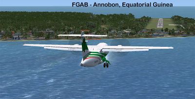 Plane approaching Annobon Airport.