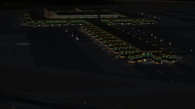 View of El Prat International Airport at night.