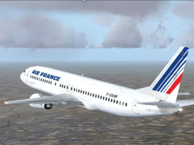 Screenshot of Air France Boeing 737-400 in flight.