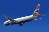 Screenshot of British Airways Boeing 777-236ER in flight.