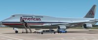 Screenshot of American Airlines Boeing 747-400 on the ground.